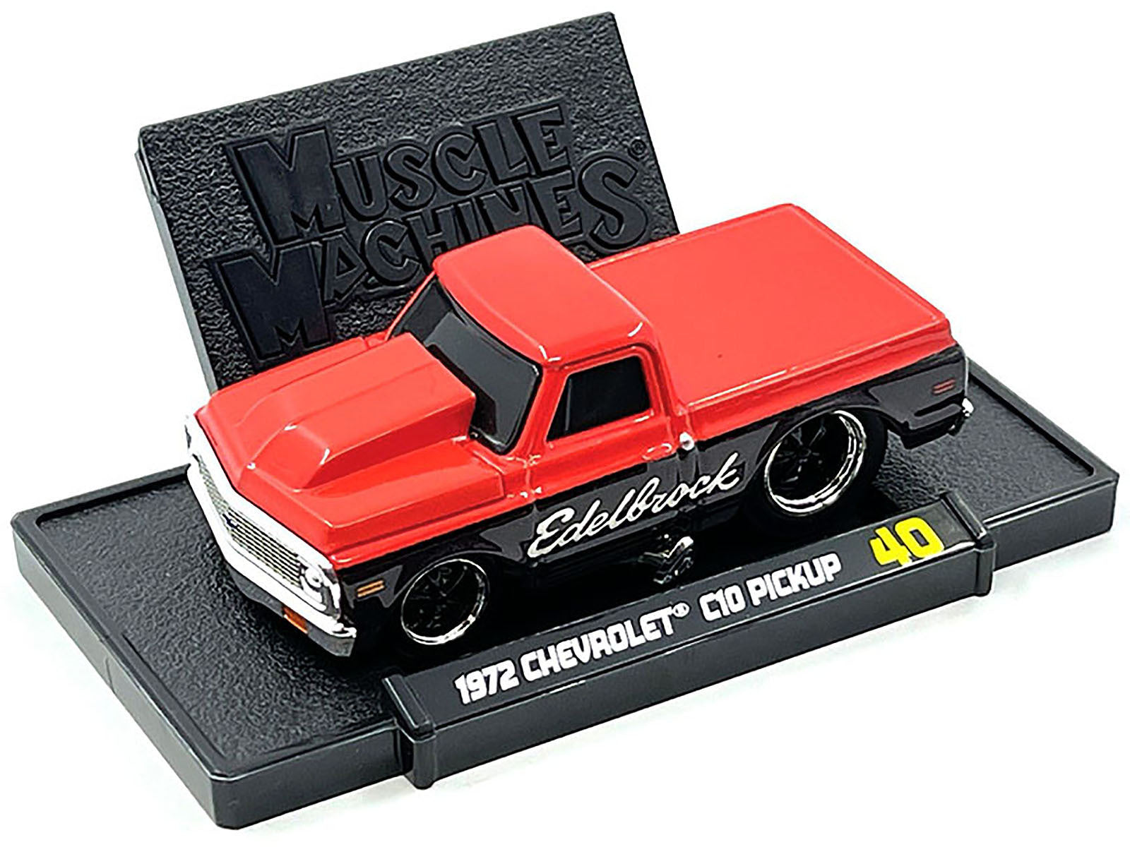 1972 Chevrolet C-10 Pickup Truck Red and Black "Edelbrock" 1/64 Diecast Model Car by Muscle Machines - Premium Pickup Trucks Models from Muscle Machines - Just $26.68! Shop now at Rapidvehicles