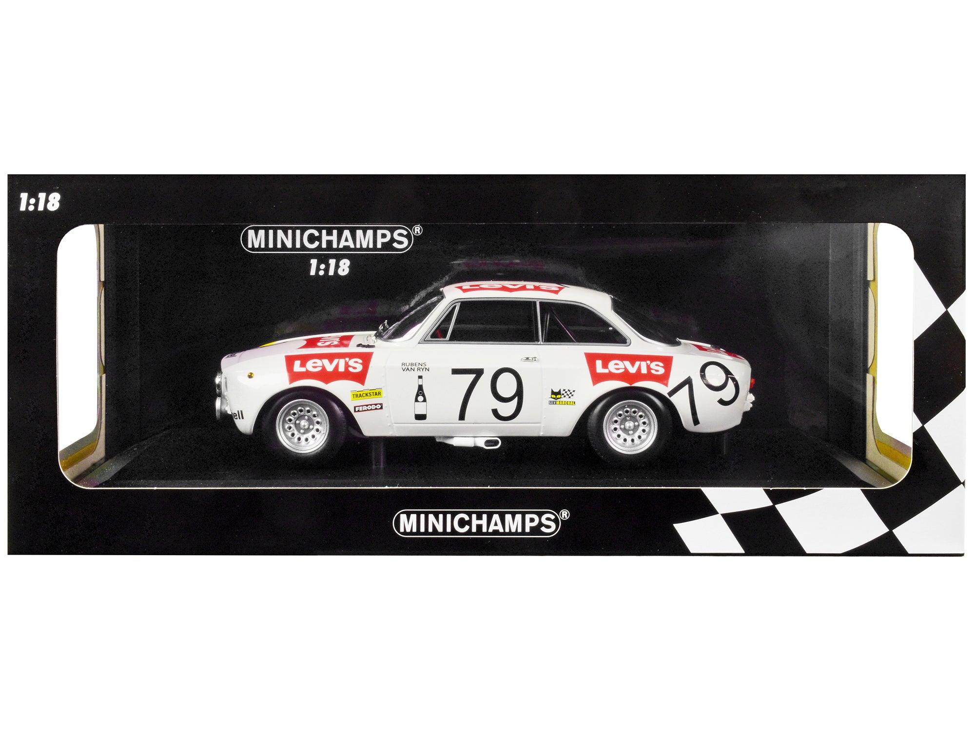 Alfa Romeo 1300 GTA #79 Pierre Rubens - Charles-Axel van Ryn "Levi's" 24 Hours of Spa (1971) Limited Edition to 300 pieces Worldwide 1/18 Diecast Model Car by Minichamps free shipping USA