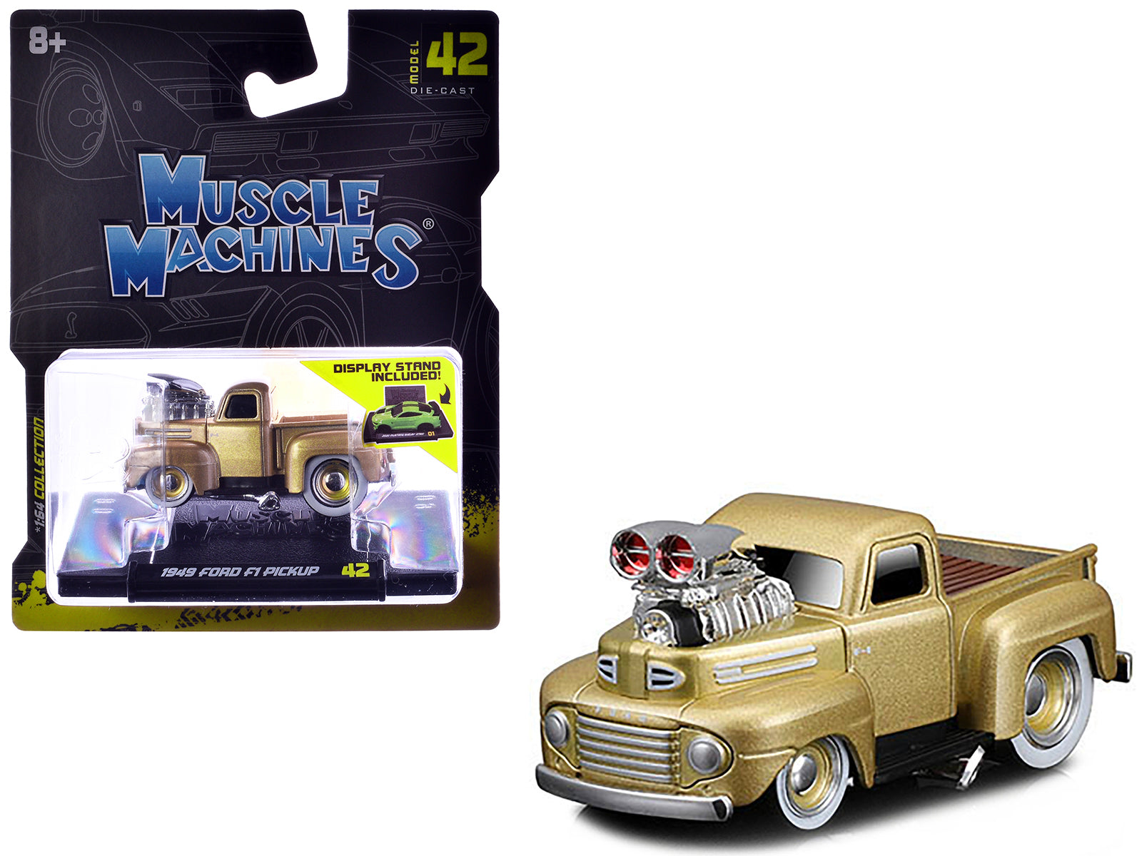 1949 Ford F1 Pickup Truck Gold Metallic 1/64 Diecast Model Car by Muscle Machines free shipping USA