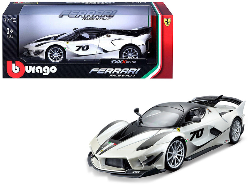 Ferrari FXX-K Evo #70 White 1/18 Diecast Model Car by Bburago free shipping USA