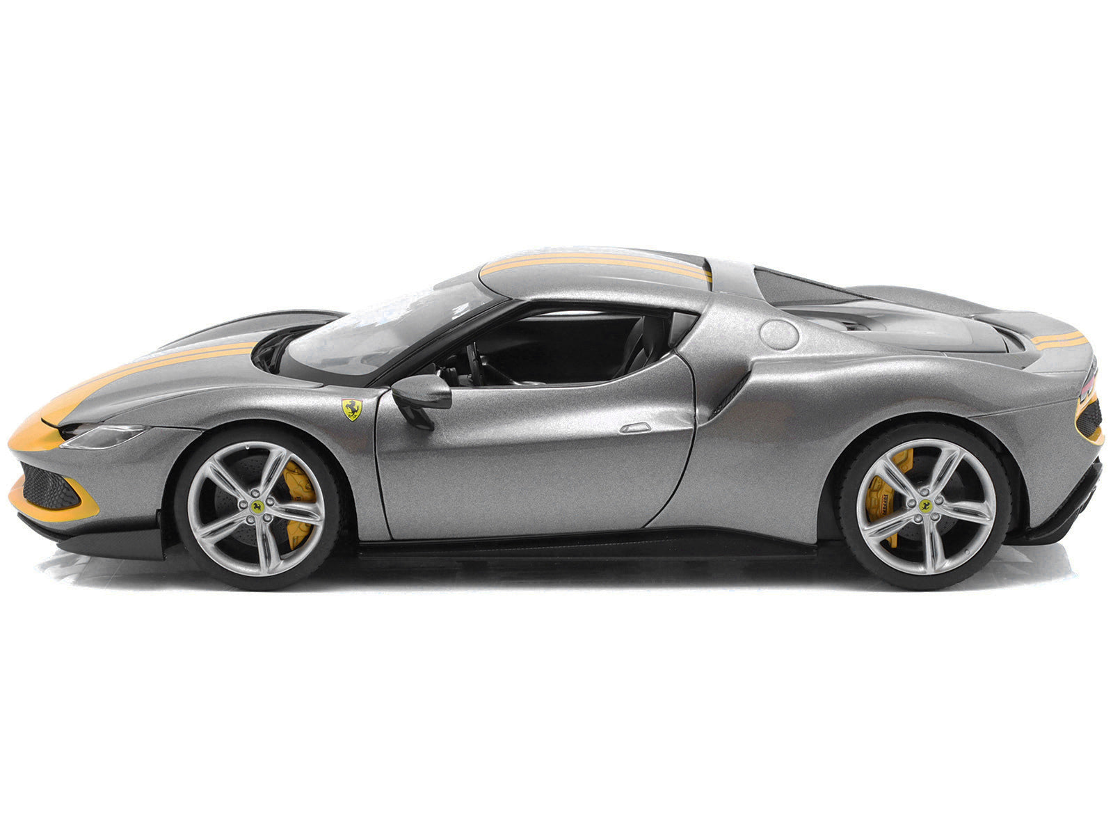 Ferrari 296 GTB Assetto Fiorano Gray Metallic with Yellow Stripes - Premium Ferrari Models from Bburago - Just $78.83! Shop now at Rapidvehicles