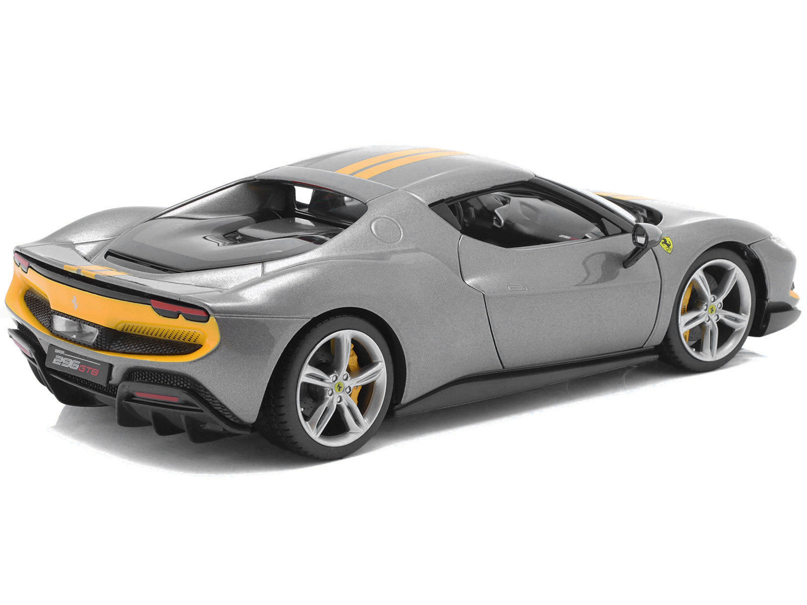 Ferrari 296 GTB Assetto Fiorano Gray Metallic with Yellow Stripes - Premium Ferrari Models from Bburago - Just $78.83! Shop now at Rapidvehicles