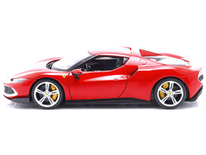 Ferrari 296 GTB Assetto Fiorano Red with White Stripes "Race + Play" Series 1/18 Diecast Model Car by Bburago - Premium  from Bburago - Just $58.99! Shop now at Rapidvehicles