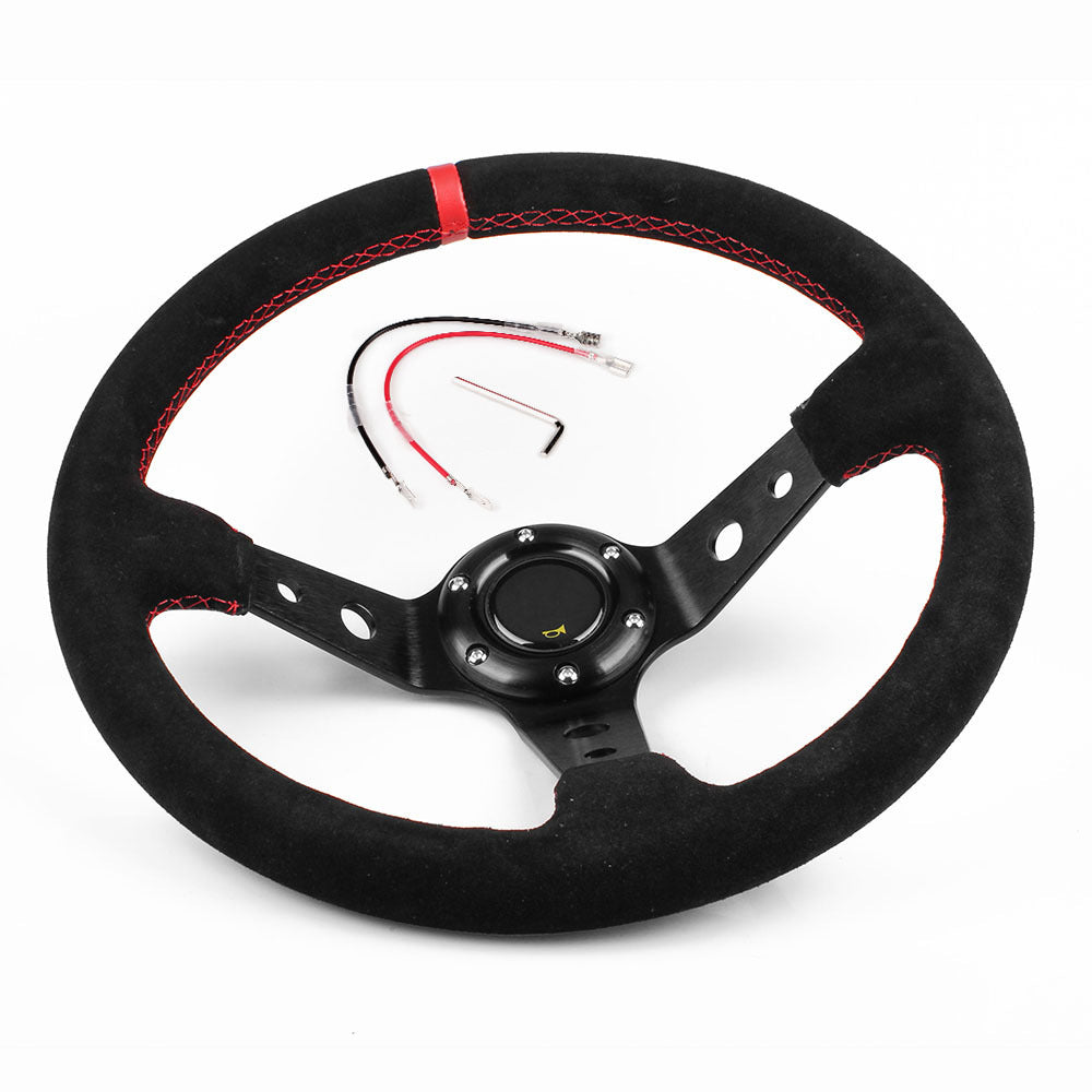 Car Modification Parts Racing Steering Wheel Suede Sports Steering Wheel 14 Inches 35cm - Premium Other Replacement Parts from Rapidvehicles - Just $74.99! Shop now at Rapidvehicles