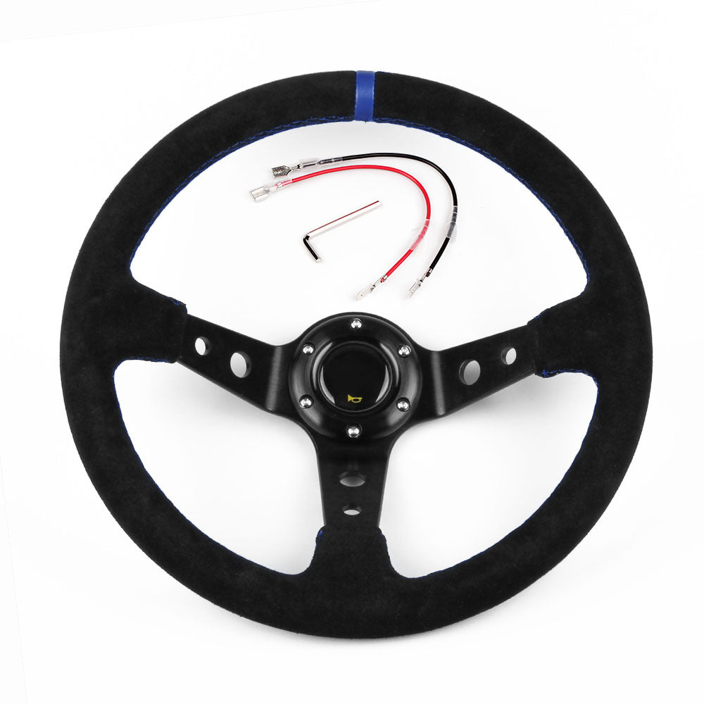 Car Modification Parts Racing Steering Wheel Suede Sports Steering Wheel 14 Inches 35cm - Premium Other Replacement Parts from Rapidvehicles - Just $74.99! Shop now at Rapidvehicles