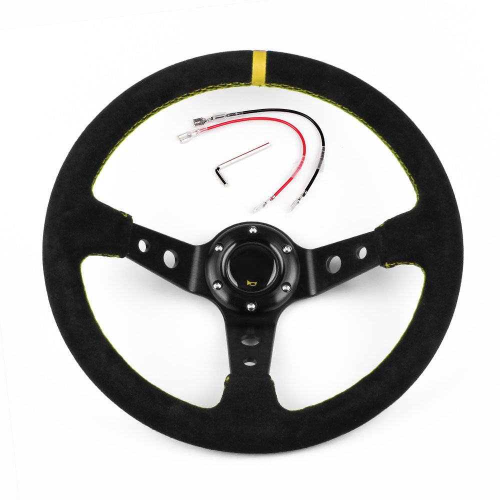 Car Modification Parts Racing Steering Wheel Suede Sports Steering Wheel 14 Inches 35cm - Premium Other Replacement Parts from Rapidvehicles - Just $74.99! Shop now at Rapidvehicles