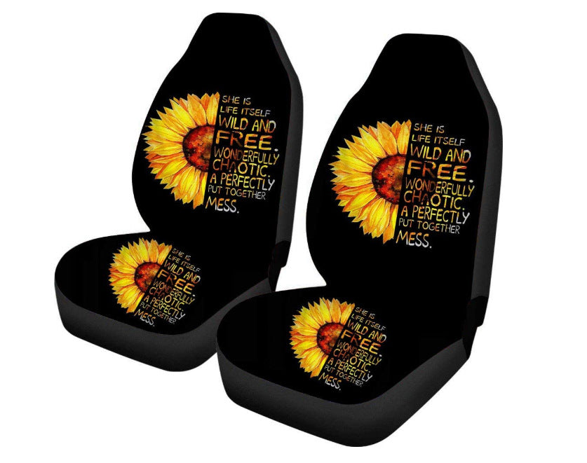 style: A two-seater - Car Sun Flower Printed Seat Cover Yin Yang Sunflower - Premium Automobiles Seat Covers from Rapidvehicles - Just $28.99! Shop now at Rapidvehicles