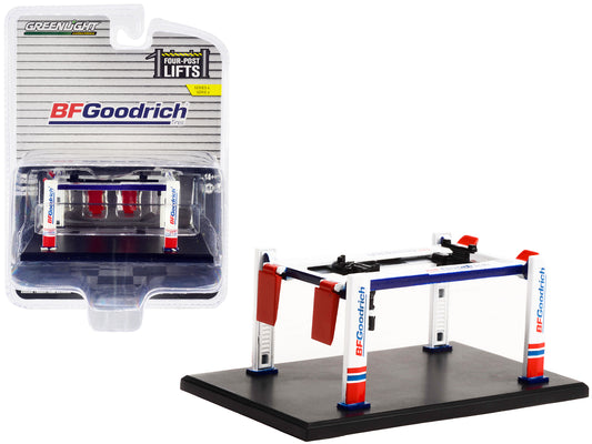 Adjustable Four-Post Lift "BFGoodrich" White and Red "Four-Post Lifts" "Four-Post Lifts" Series 4 1/64 Diecast Model by Greenlight free shipping USA