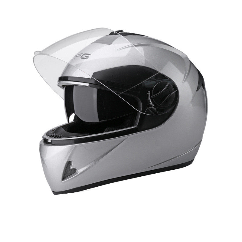 Battery Car Helmet Gray Male Anti-Fog Four Seasons Full Face - Premium Helmet Headset from Rapidvehicles - Just $104.99! Shop now at Rapidvehicles