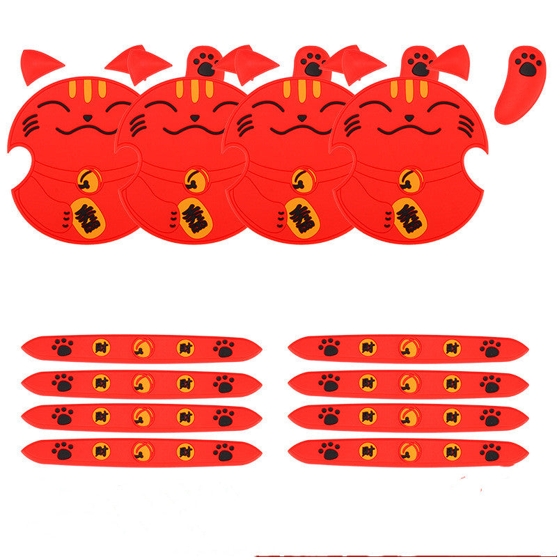 Color: Red, style: B - Car Lucky Cat Door Bowl Handle Handle - Premium Car Stickers from Rapidvehicles - Just $21.99! Shop now at Rapidvehicles