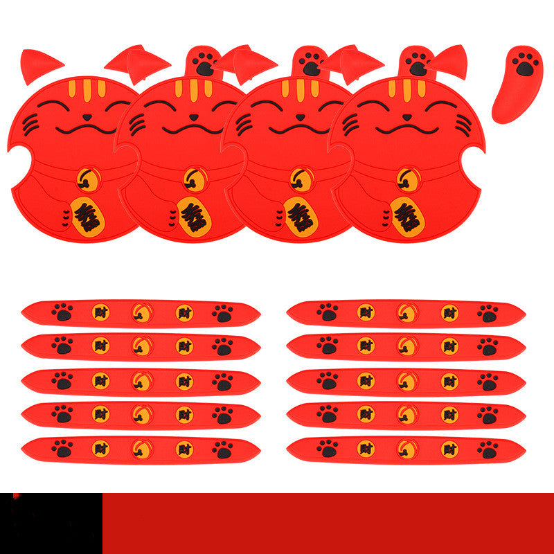 Color: Red, style: A - Car Lucky Cat Door Bowl Handle Handle - Premium Car Stickers from Rapidvehicles - Just $18.99! Shop now at Rapidvehicles