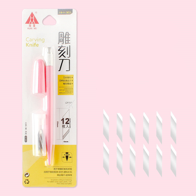 Color: Pink - Huanmei Carving Penknife Rubber Stamp Handmade - Premium Diagnostic Tools from Rapidvehicles - Just $16.99! Shop now at Rapidvehicles