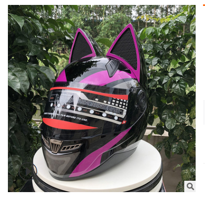 Color: Purple, Size: XL - Motorcycle helmet with cat ears automobile race antifog full face helmet personality design with horn capacete casco - Premium Helmet Headset from Rapidvehicles - Just $203.08! Shop now at Rapidvehicles