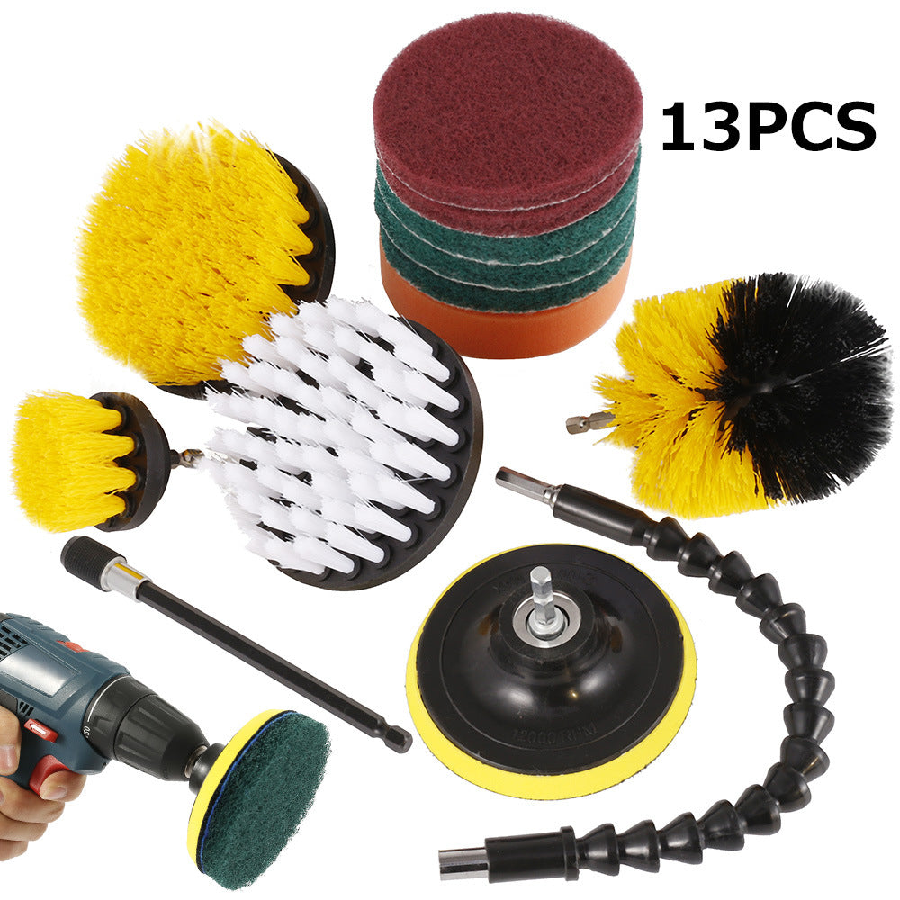 Color: 13pcs yellow - Clean Kitchen Floor, Multifunctional Electric Drill Brush For Automobile Tires - Premium Kitchen Storage from Rapidvehicles - Just $34.99! Shop now at Rapidvehicles