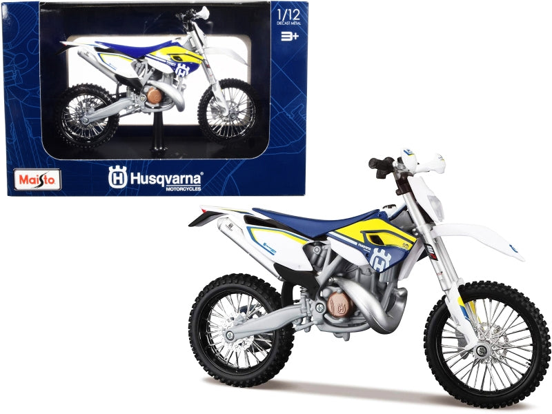 Husqvarna FE 501 White and Blue with Yellow Stripes 1/12 Diecast - Premium Other from Maisto - Just $47.99! Shop now at Rapidvehicles