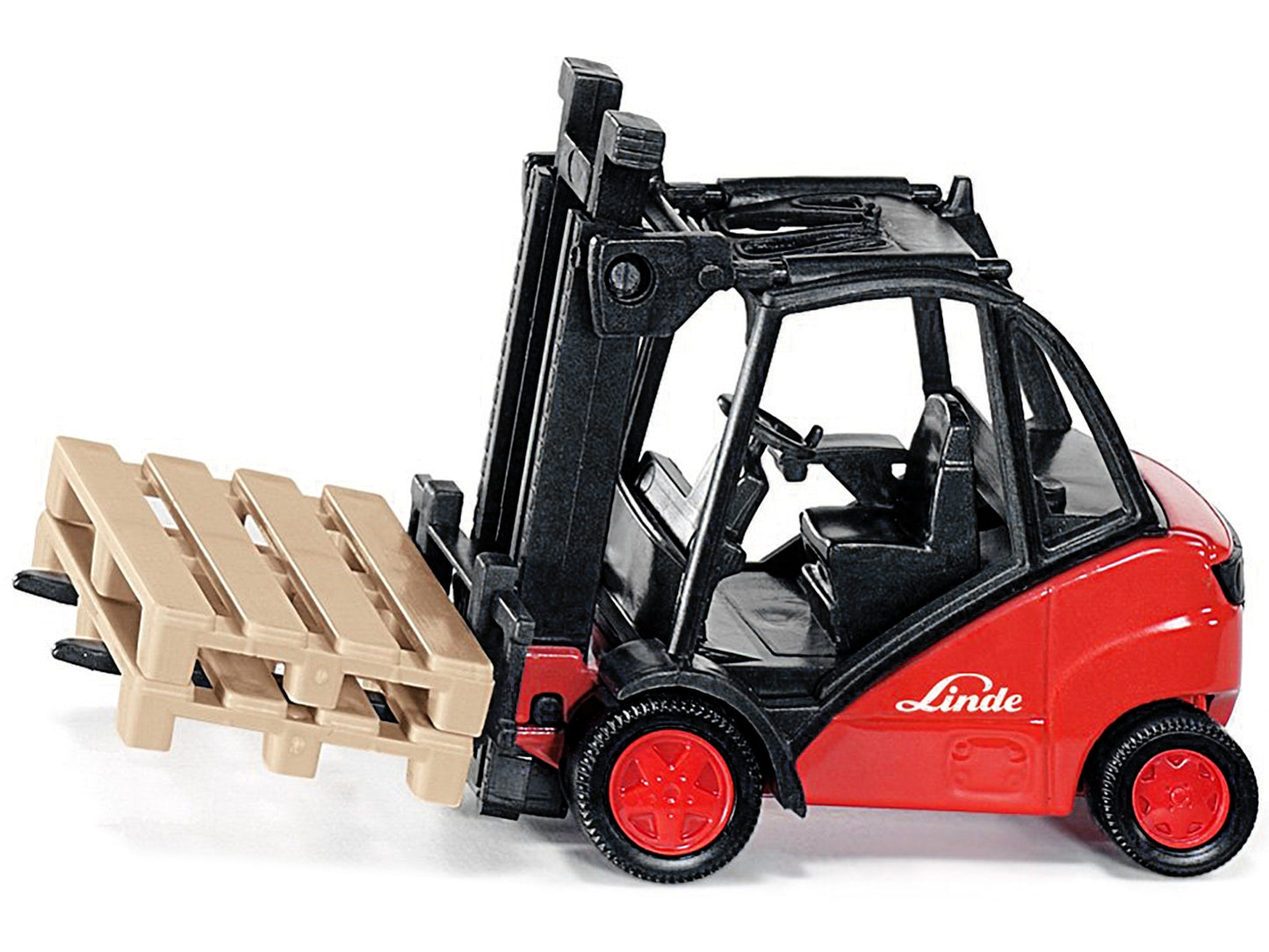 Linde Forklift Truck Red with 2 Pallet Accessories 1/50 Diecast