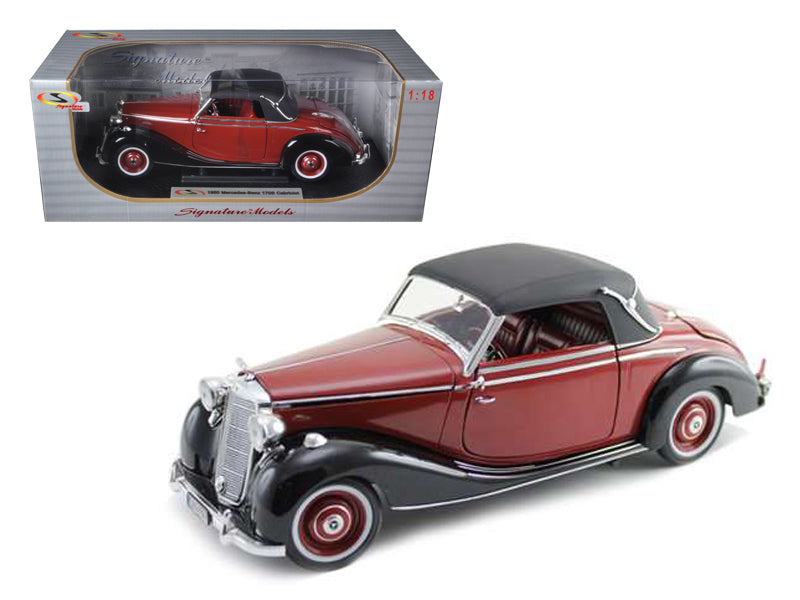 1950 Mercedes Benz 170S Cabriolet Burgundy and Black 1/18 Diecast Model Car by Signature Models free shipping USA