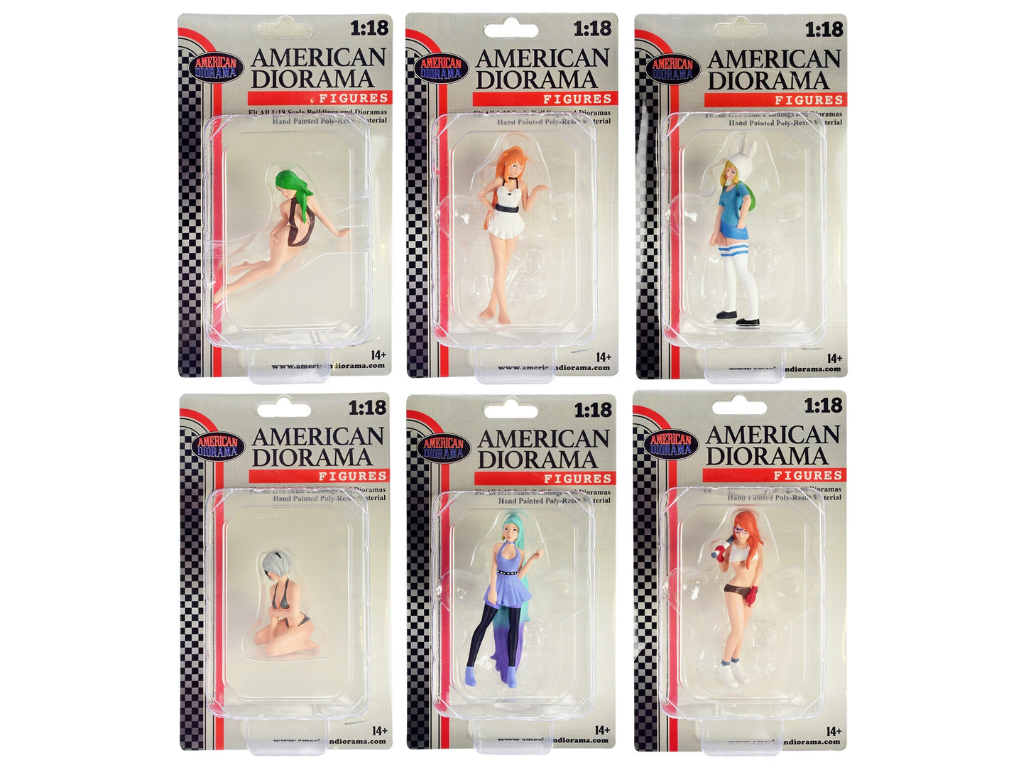 "Cosplay Girls" 6 piece Figure Set for 1/18 Scale Models by