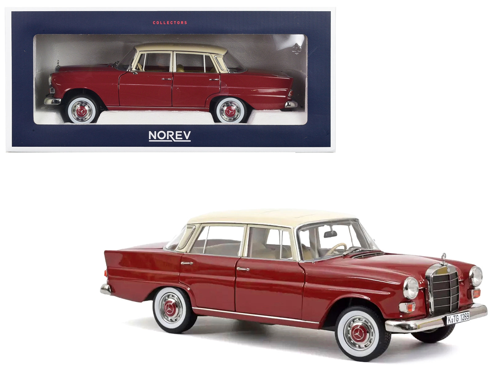 1966 Mercedes-Benz 200 Red with Beige Top 1/18 Diecast Model Car by Norev - Premium Mercedes Models from Norev - Just $149.79! Shop now at Rapidvehicles