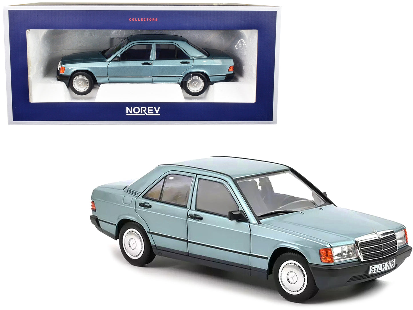 1984 Mercedes-Benz 190 E Light Blue Metallic with Blue Interior - Premium Mercedes Models from Norev - Just $194.99! Shop now at Rapidvehicles