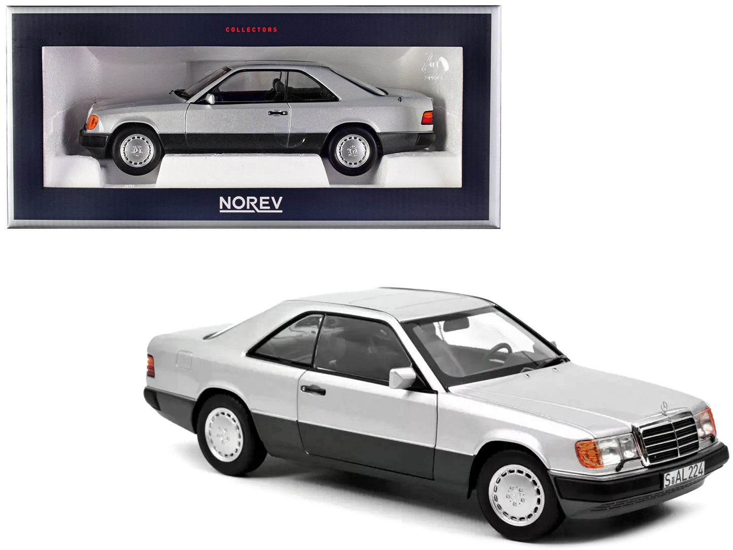 1990 Mercedes-Benz 300 CE-24 Coupe Silver Metallic and Black 1/18 - Premium Mercedes Models from Norev - Just $142.19! Shop now at Rapidvehicles