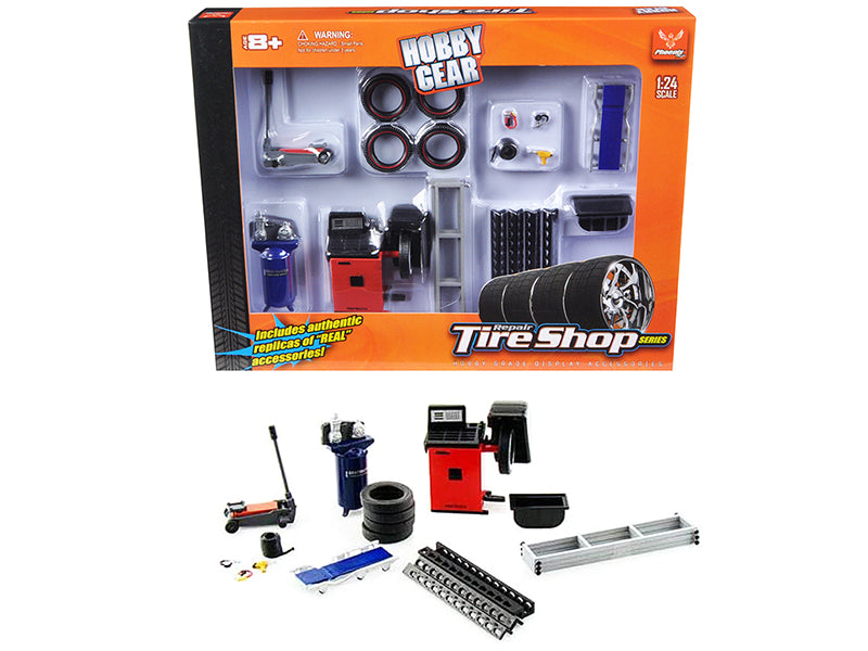 Repair Tire Shop Accessories Tool Set for 1/24 Scale Models by Phoenix Toys free shipping USA