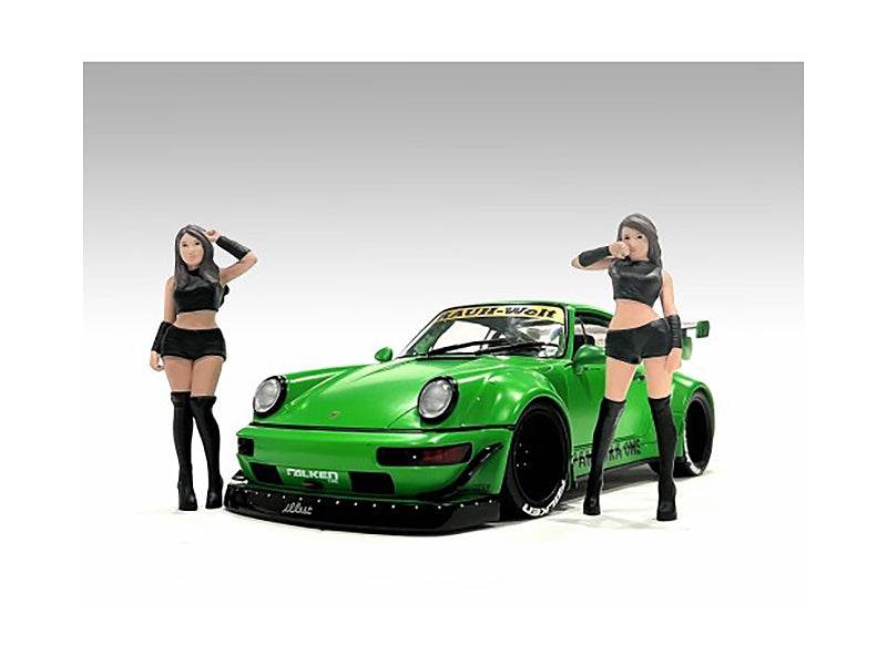 "Auto Salon Girls" 2 piece Figures Set for 1/18 Scale Models by American Diorama - Premium Figures from American Diorama - Just $43.99! Shop now at Rapidvehicles