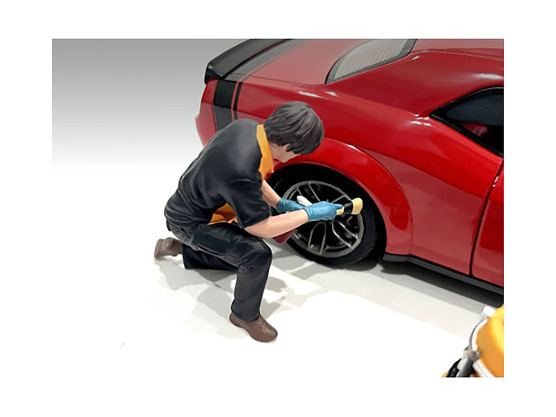 "Detail Masters" Figure 1 (Wheel Cleaning) for 1/18 Scale Models by American Diorama - Premium Figures from American Diorama - Just $29.99! Shop now at Rapidvehicles