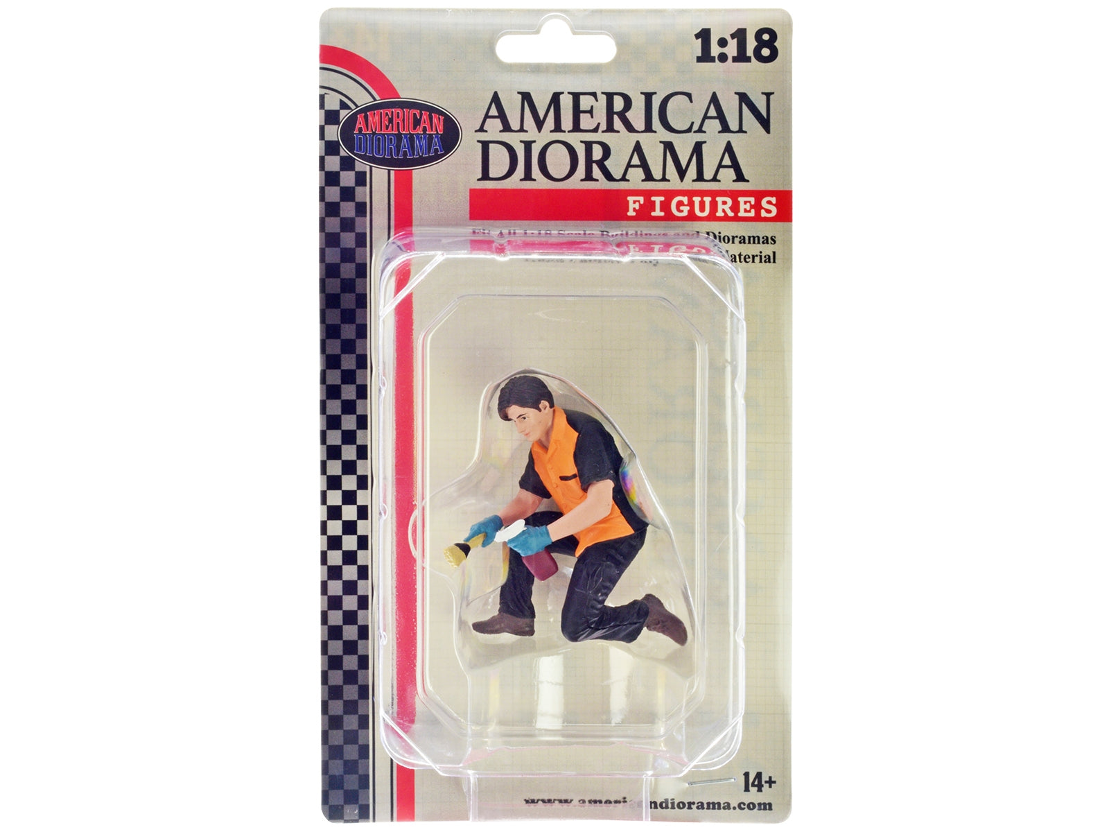 "Detail Masters" Figure 1 (Wheel Cleaning) for 1/18 Scale Models by American Diorama - Premium Figures from American Diorama - Just $29.99! Shop now at Rapidvehicles