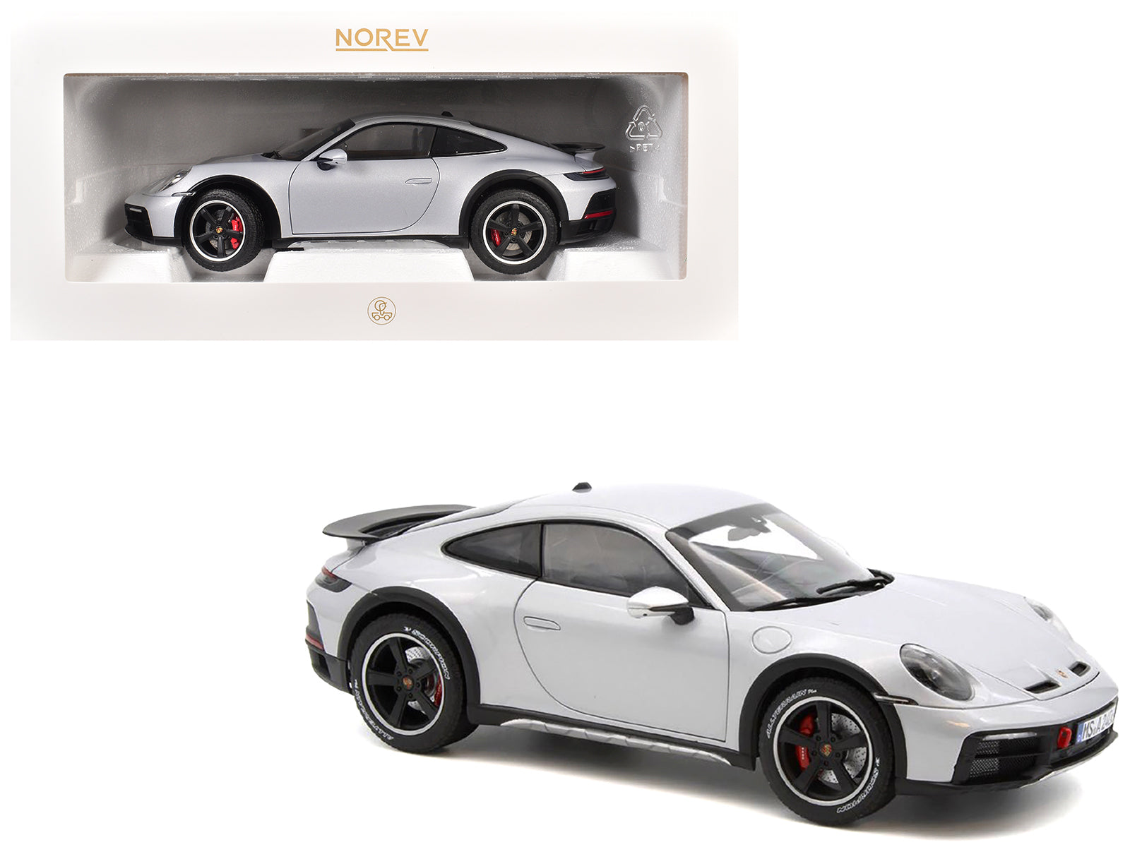 2023 Porsche 911 Dakar Ice Gray Metallic 1/18 Diecast Model Car by Norev free shipping USA