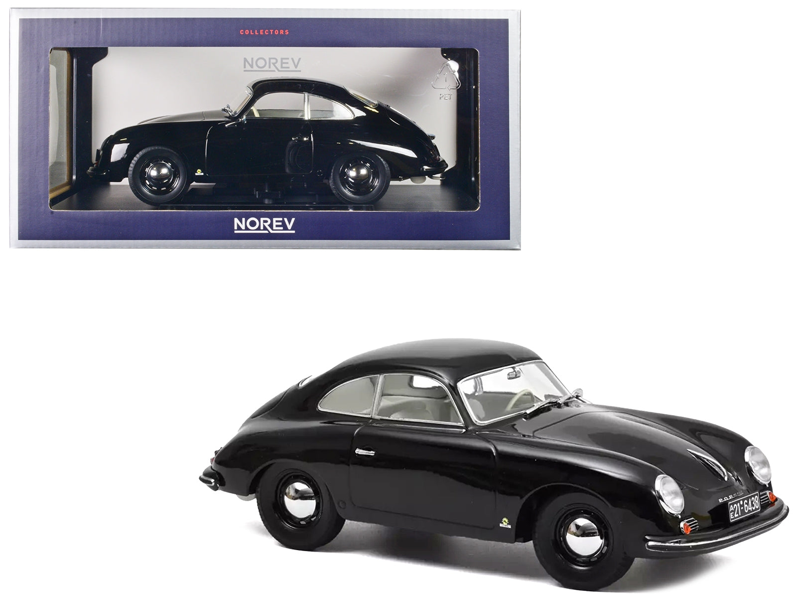 1952 Porsche 356 Coupe Black with White Interior 1/18 Diecast Model Car by Norev - Premium Porsche Models from Norev - Just $112.99! Shop now at Rapidvehicles