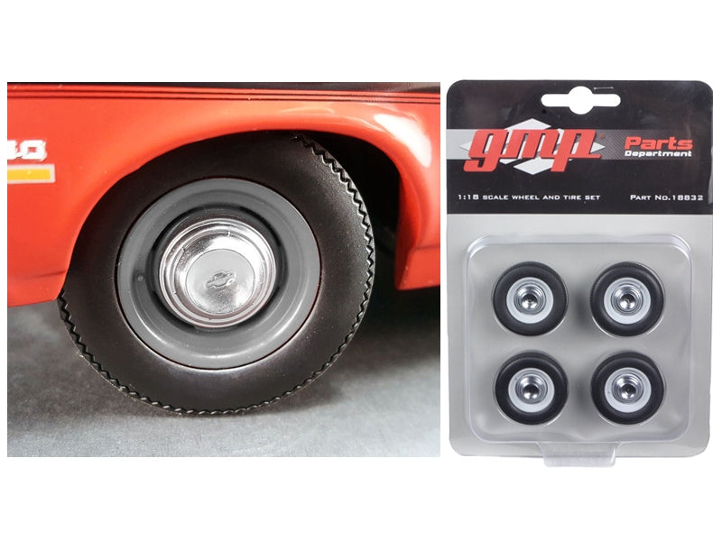 Wheel and Tire Set of 4 from 1970 Yenko Nova Dog Dish 1/18 by GMP - Premium Accessories from GMP - Just $37.99! Shop now at Rapidvehicles