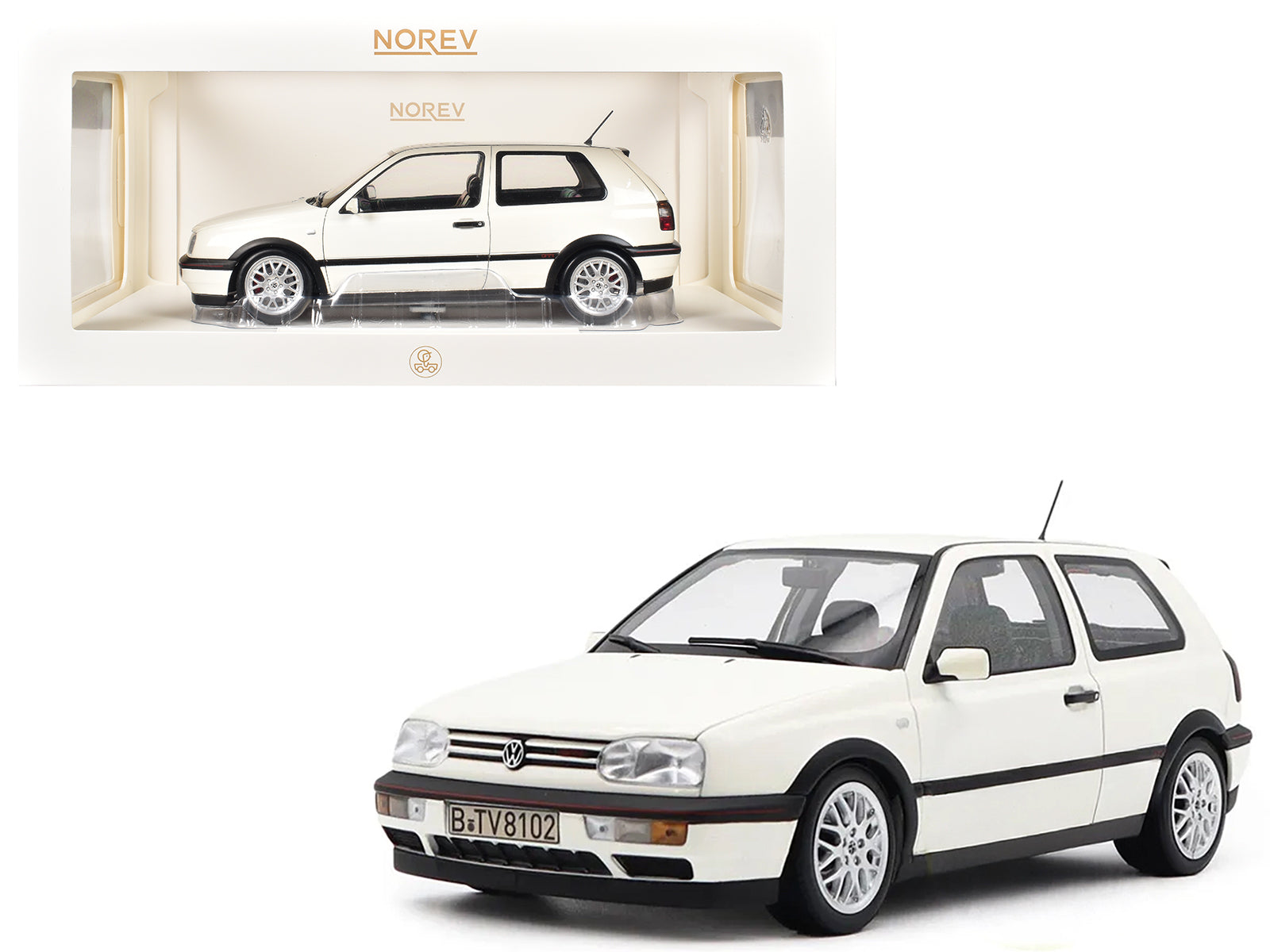 1996 Volkswagen Golf GTI Candy White "20 Years Anniversary Edition" 1/18 Diecast Model Car by Norev free shipping USA
