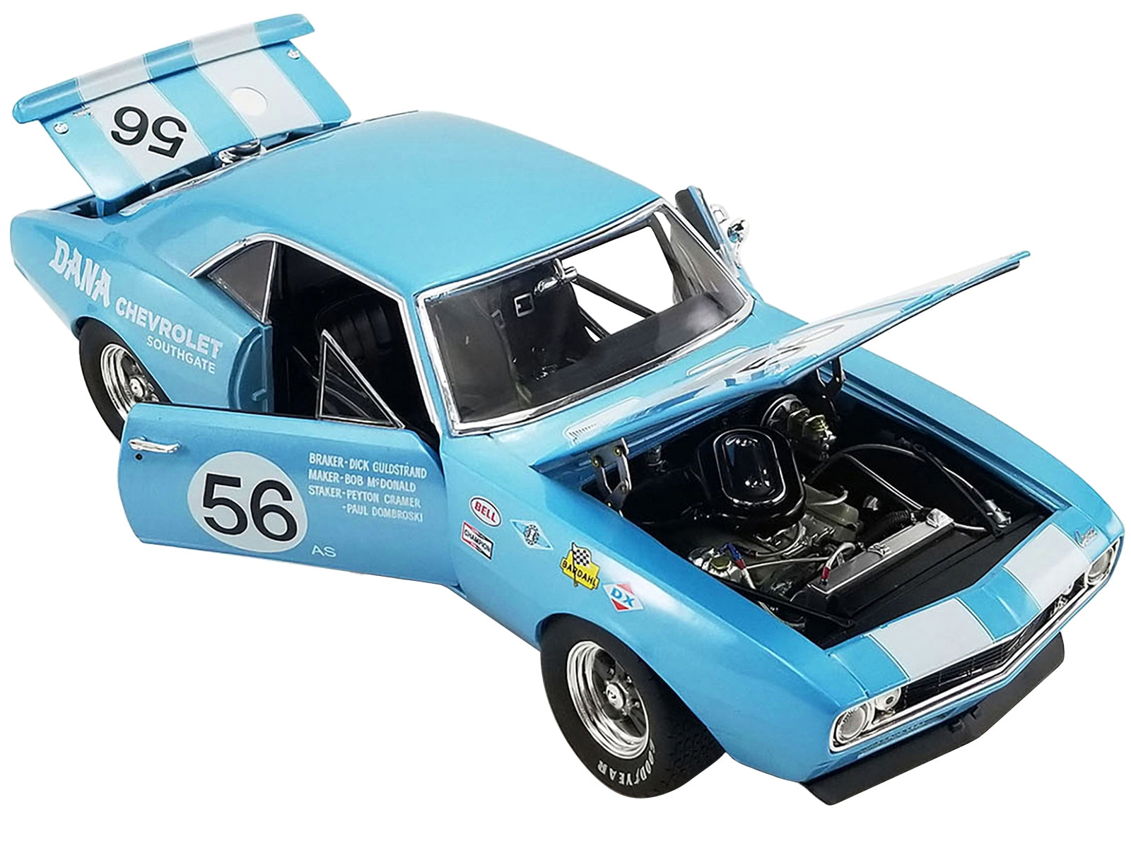 1967 Chevrolet Camaro Z/28 Trans Am #56 "Dana Chevrolet Southgate" Light Blue with White Stripes and Graphics Limited Edition to 600 pieces Worldwide "ACME Exclusive" Series 1/18 Diecast Model Car by GMP - Premium Chevrolet Models from GMP - Just $156.14! Shop now at Rapidvehicles