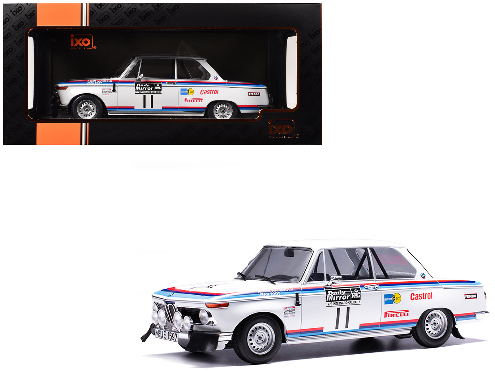 BMW 2002 #11 Achim Warmbold - Jean Todt "RAC Rally" (1973) 1/18 Diecast Model Car by IXO Models free shipping USA
