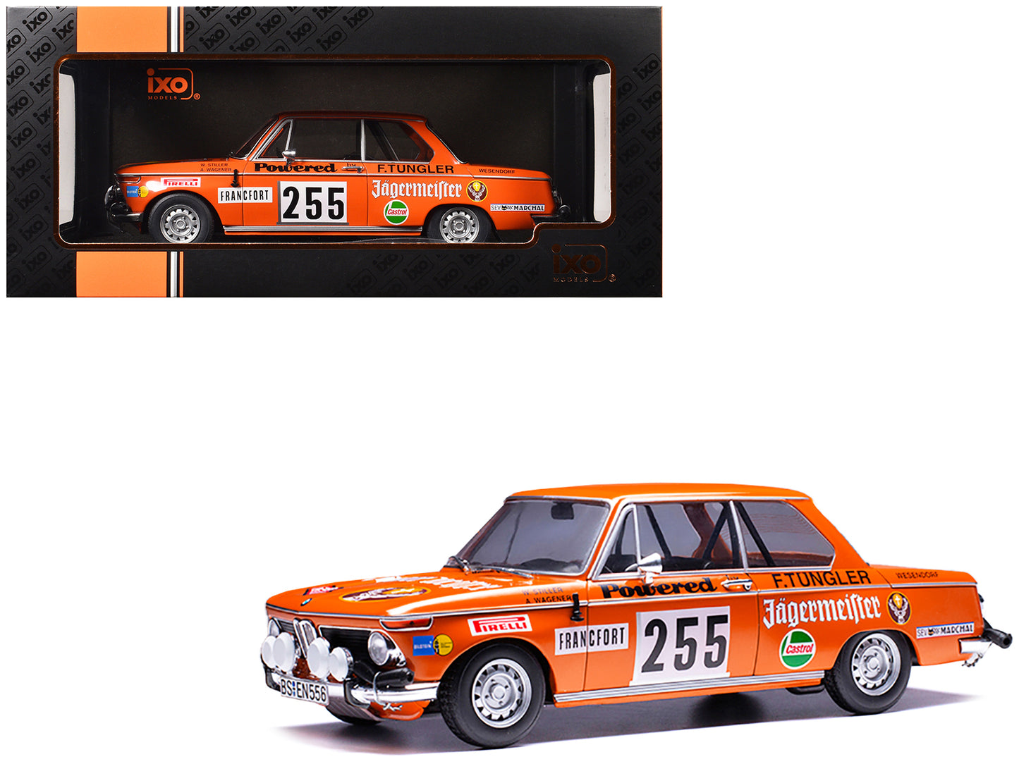 BMW 2002 #255 Wolfgang Stiller - Axel Wagener "Rallye Monte-Carlo" (1973) 1/18 Diecast Model Car by IXO Models