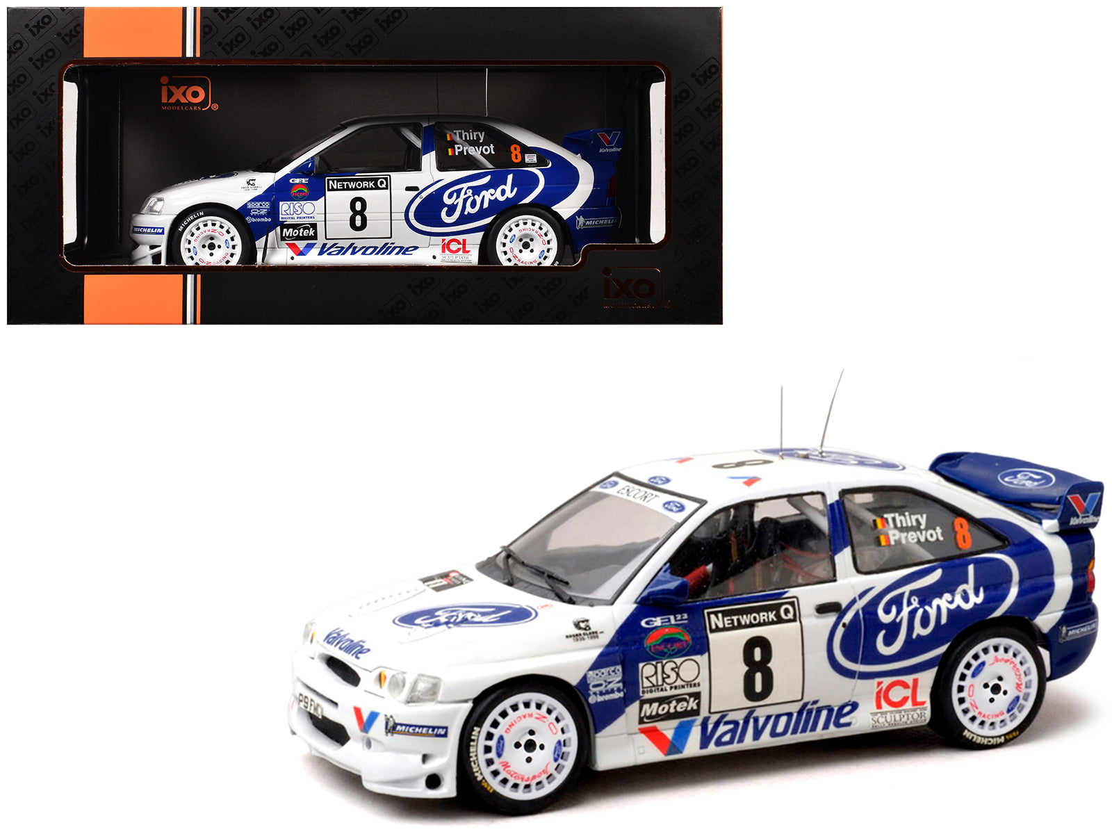 Ford Escort WRC #8 Bruno Thiry - Stephane Prevot 3rd Place "RAC Rally" (1998) 1/18 Diecast Model Car by IXO Models free shipping USA