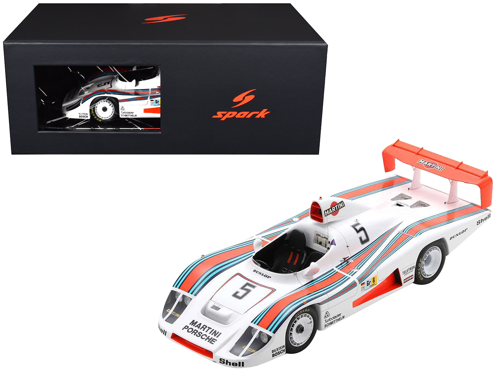 Porsche 936/78 #5 Jacky Ickx - Henri Pescarolo - Jochen Mass "Martini Racing Porsche System" "24 Hours of Le Mans" (1978) with Acrylic Display Case 1/18 Model Car by Spark free shipping USA