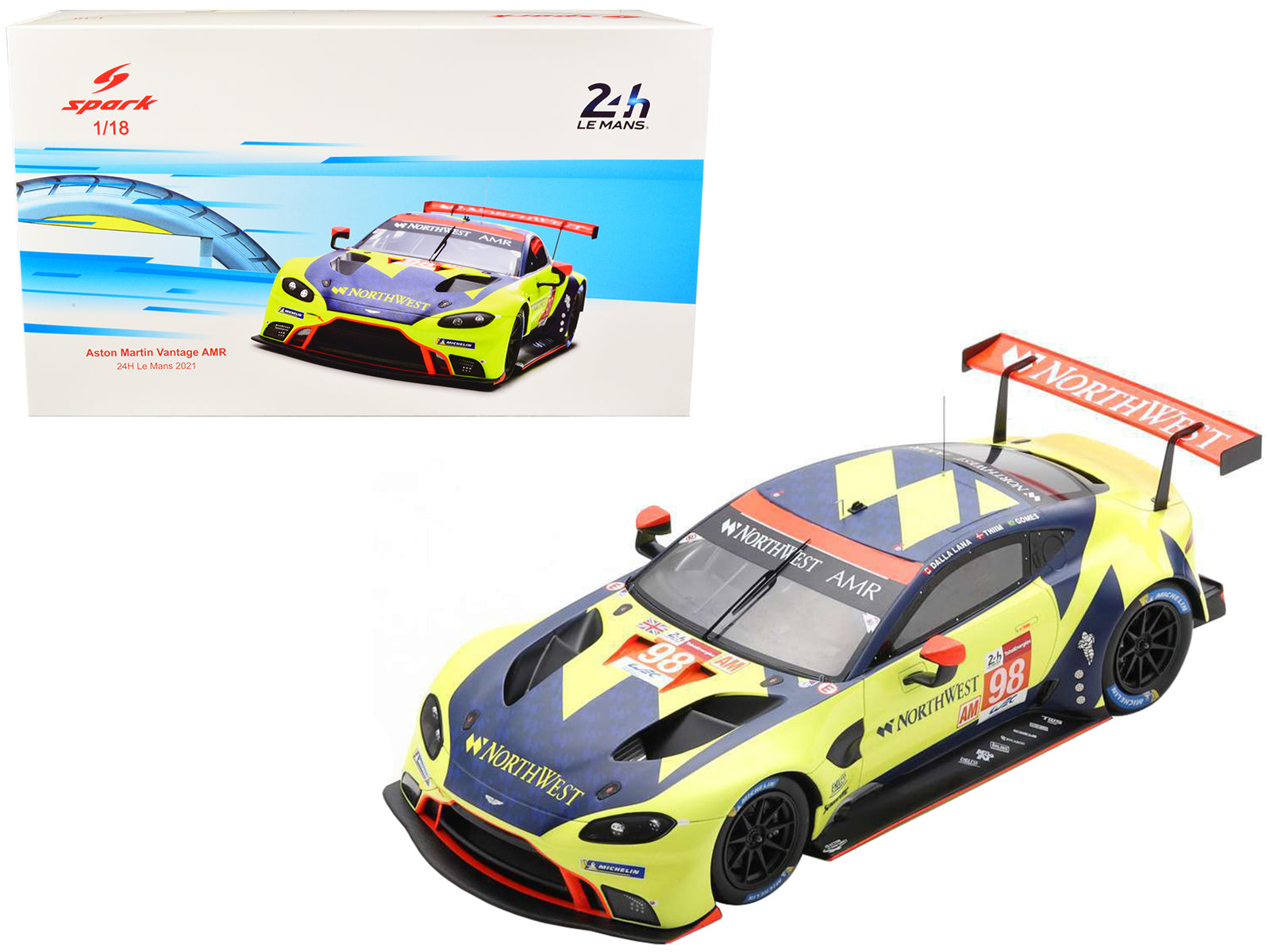 Porsche Aston Martin Vantage AMR #98 Marcos Gomes - Paul Dalla Lana - Nicki Thiim "Aston Martin Racing" LMGTE Am Class 24 Hours of Le Mans (2021) 1/18 Model Car by Spark free...