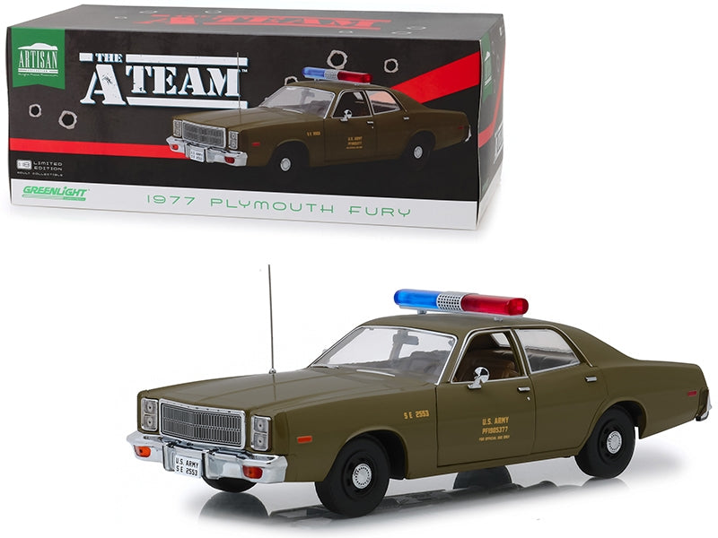 1977 Plymouth Fury U.S. Army Police Army Green "The A-Team" - Premium Movie/TV Series Models from Greenlight - Just $93.99! Shop now at Rapidvehicles