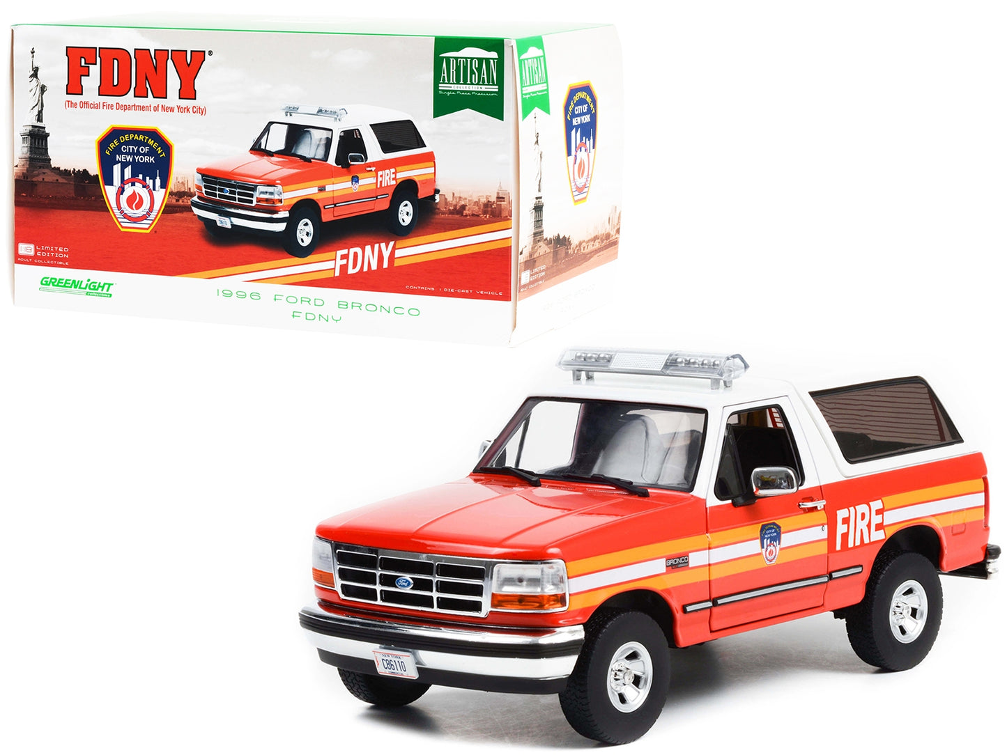 1996 Ford Bronco Police Red and White FDNY (The Official Fire - Premium Ford Models from Greenlight - Just $96.29! Shop now at Rapidvehicles