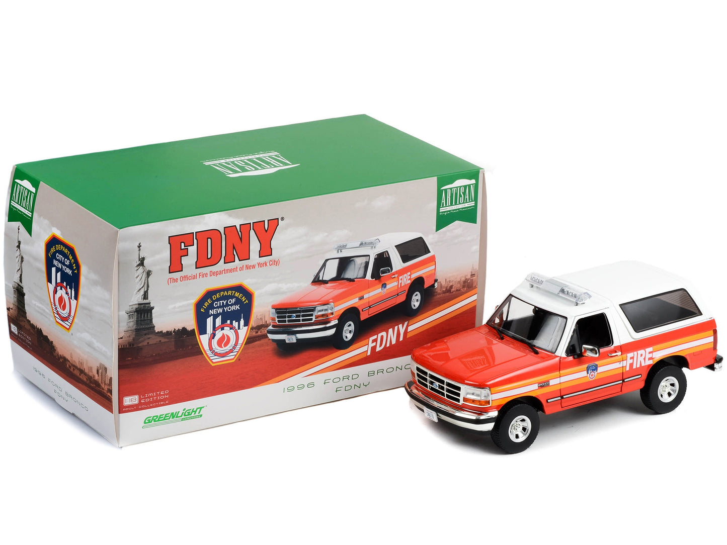 1996 Ford Bronco Police Red and White FDNY (The Official Fire - Premium Ford Models from Greenlight - Just $96.29! Shop now at Rapidvehicles