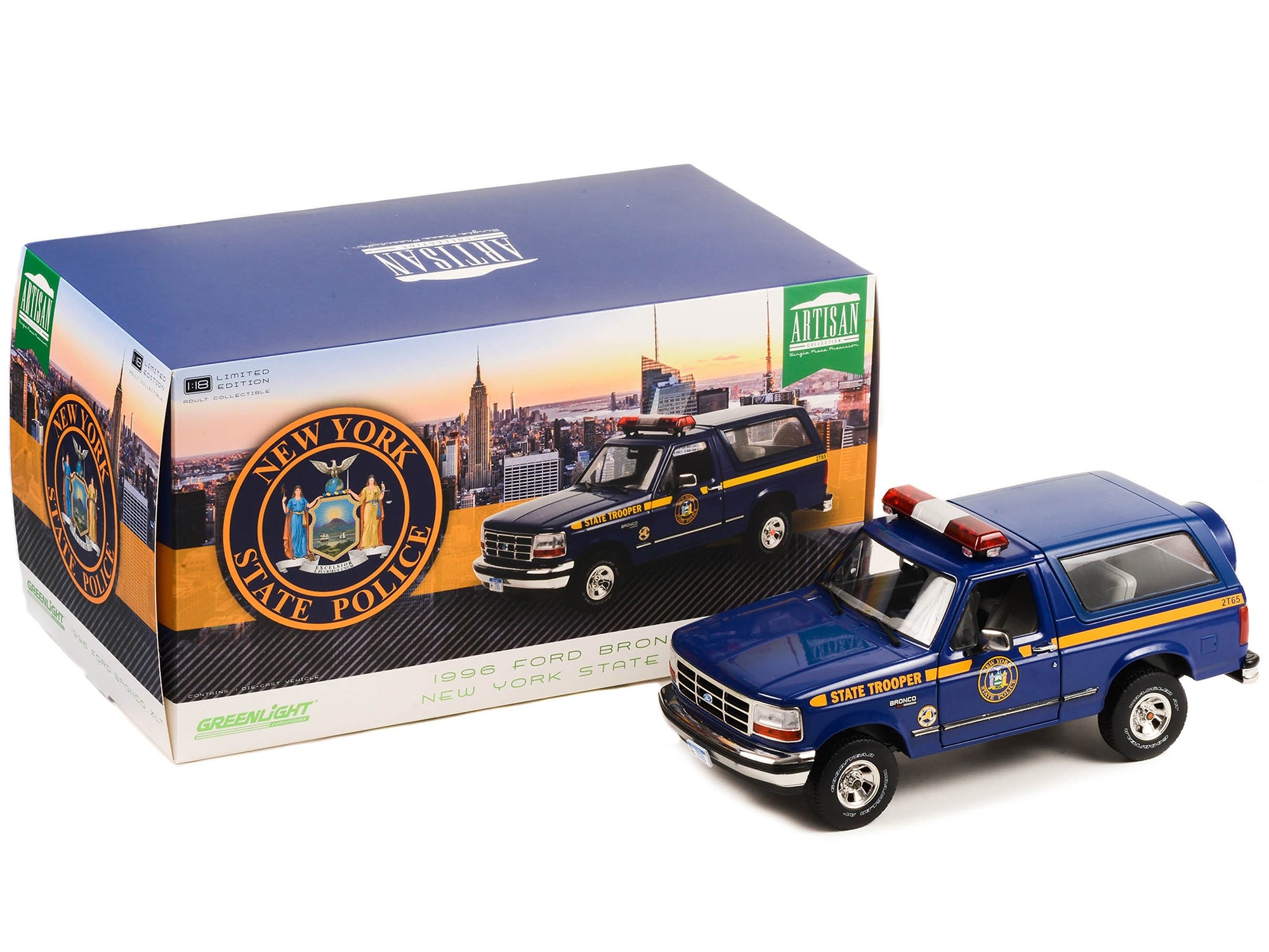 1996 Ford Bronco XLT Dark Blue "New York State Police" "Artisan Collection" 1/18 Diecast Model Car by Greenlight - Premium Police Models from Greenlight - Just $93.47! Shop now at Rapidvehicles