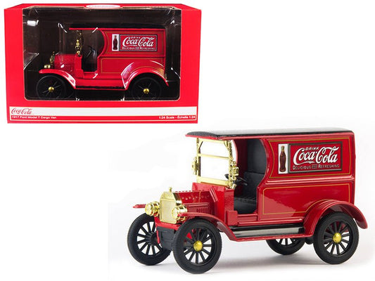 1917 Ford Model T Cargo Van "Coca-Cola" Red with Black Top 1/24 Diecast Model Car by Motorcity Classics free shipping USA - Rapid Vehicles