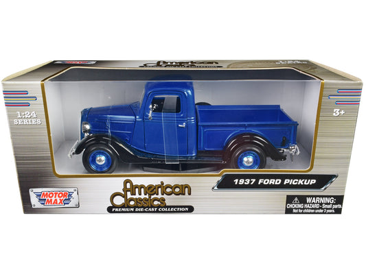 1937 Ford Pickup Truck Blue Metallic and Black "American Classics" 1/24 Diecast Model Car by Motormax free shipping USA - Rapid Vehicles