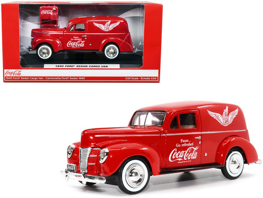1940 Ford Sedan Cargo Van Red "Pause... Go Refreshed Coca - Cola" with Vending Machine Accessory 1/24 Diecast Model Car by Motor City Classics free shipping USA - Rapid Vehicles
