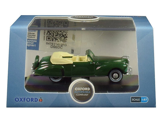 1941 Lincoln Continental Convertible Spode Green 1/87 (HO) Scale Diecast Model Car by Oxford Diecast free shipping USA - Rapid Vehicles