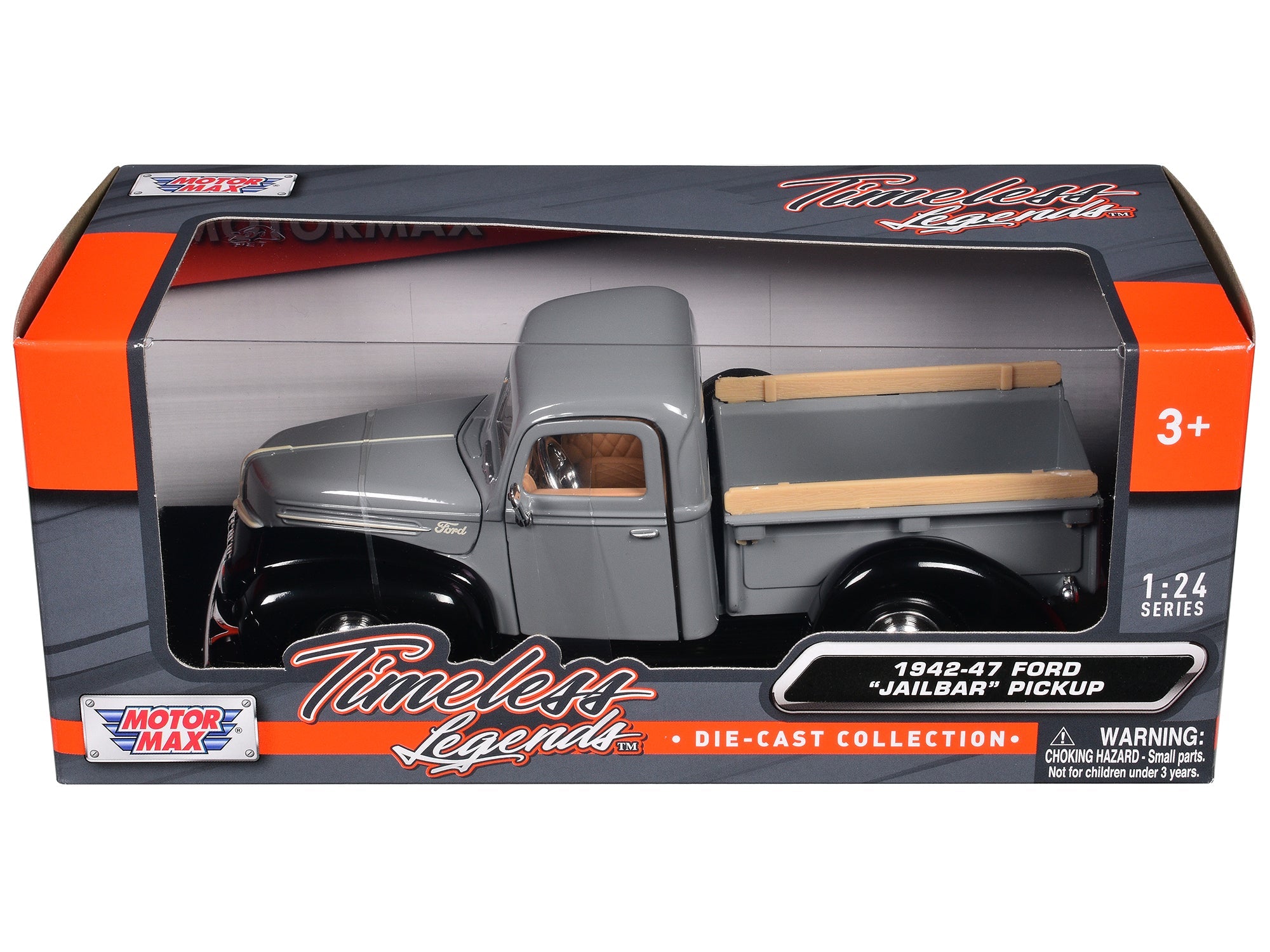 1942 - 47 Ford "Jailbar" Pickup Truck Gray and Black "Timeless Legends" Series 1/24 Diecast Model Car by Motormax free shipping USA - Rapid Vehicles