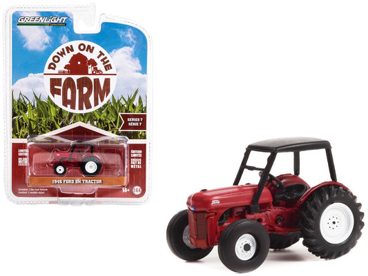 1946 Ford 8N Tractor Red with Black Canopy "Down on the Farm" Series 7 1/64 Diecast Model by Greenlight free shipping USA - Rapid Vehicles
