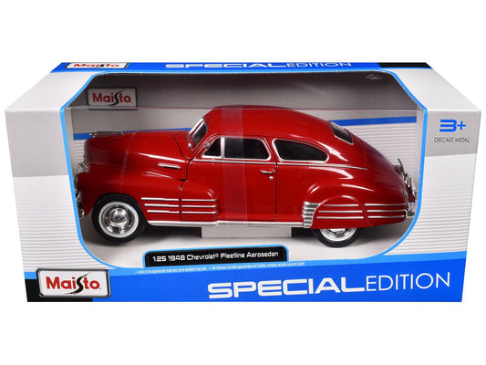 1948 Chevrolet Fleetline Aerosedan Red "Special Edition" Series 1/25 Diecast Model Car by Maisto free shipping USA - Rapid Vehicles